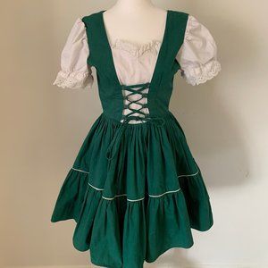 Vintage Forest Green Dirndl Dress